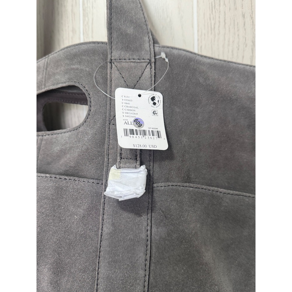 Free People Suede Caravan Large Tote Bag Carbon Charcoal Gray NWT - Picture 4 of 9